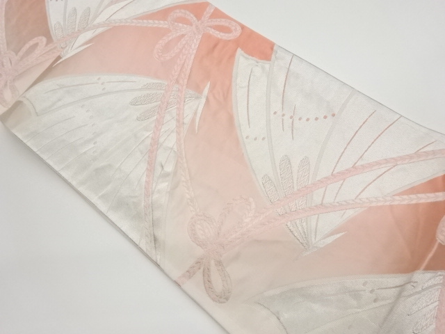 JAPANESE KIMONO / VINTAGE FUKURO OBI / WOVEN ABSTRACT BUTTERFLY